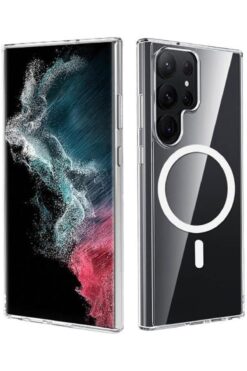 STOREMAX s25 Ultra İle Uyumlu şeffaf Manyetik şarj Kılıfı Darbe Emici şeffaf Kılıf Kablosuz Şarj Özellikli Kı