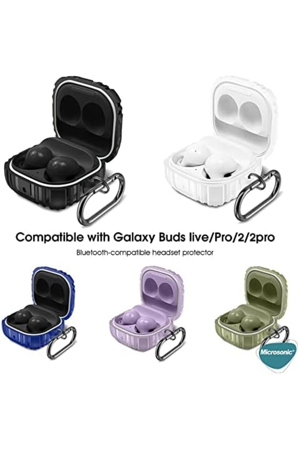 STOREMAX Galaxy Buds Live için Kılıf Military Darbe Emici + Askılık Siyah [Buds Live ile Uyumlu Kılıf - Siyah - Görsel 3