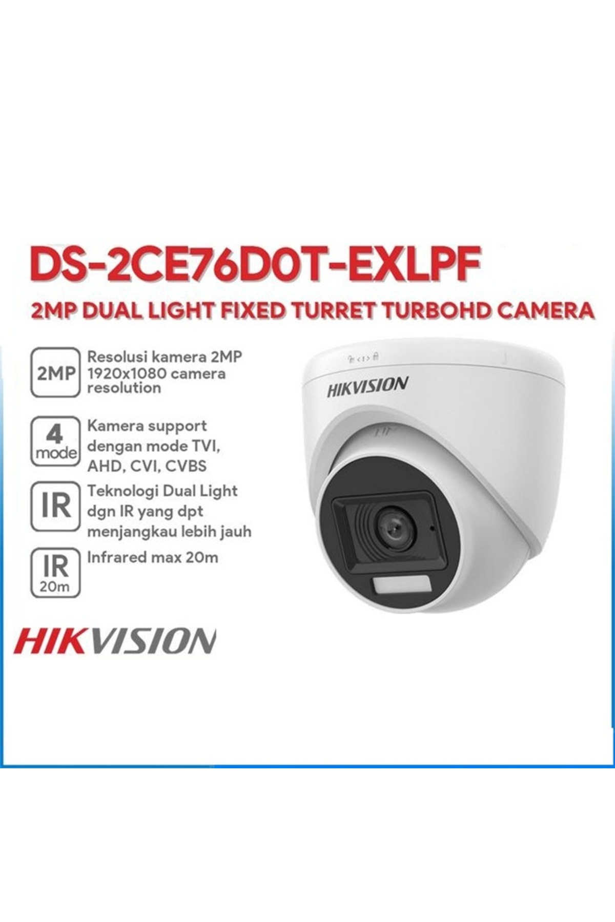 HIKVISION CAMERA HIKVISION TVI 2 MP 2.8MM LENSLİ DOME KAMERA (Hybrid Light) - Görsel 3