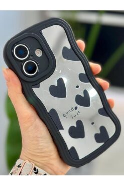 STOREMAX Aksesuar 16 ile Uyumlu Siyah Kalp Tasarımlı Aynalı Silikon Kılıf 1157054