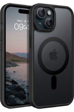 STOREMAX İçin Telefon Kılıfı ile Uyumlu Kamera Korumalı Mat Şeffaf Görünümlü Telefon Kılıfı (Siyah, 13/14) 1