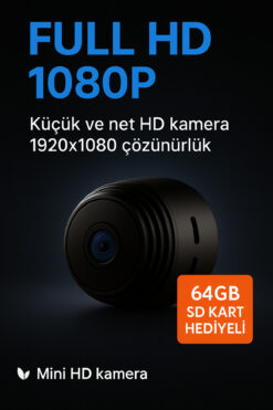 Dimute Shop Mini Kablosuz HD Güvenlik Kamerası – 1080P | WiFi | Ev & Ofis | 🎁 HAFIZA KARTLI HEDİYE