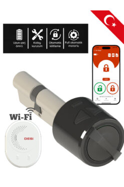 Desi Utopic R Siyah Akıllı Kapı Kilidi İnternet Üzerinden Kontrol WiFi Akıllı Kilit