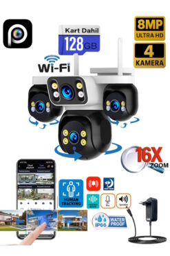 Ventus ES-5804 128GB 8MP 4 Kameralı Wifi 16X Zoom HiEasy Gece Görüş Konuşma Uzak İzleme Kişi Takibi