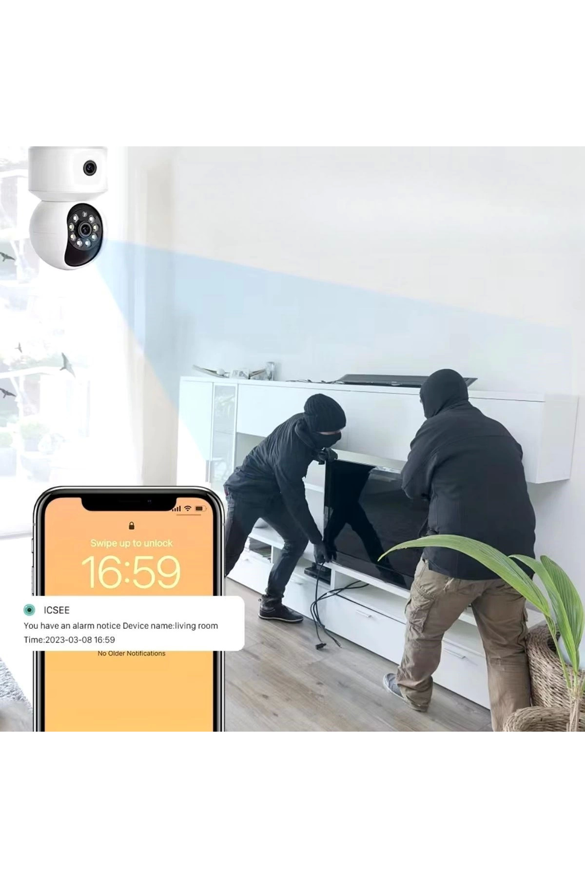 doremodam Çift Kameralı Kablosuz Bağlantılı Gece Görüşlü Ev Tipi Güvenlik Kamerası Yosee ( Lisinya ) - Görsel 2