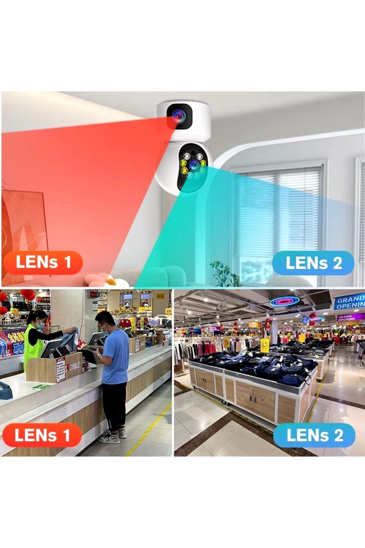 doremodam Çift Kameralı Kablosuz Bağlantılı Gece Görüşlü Ev Tipi Güvenlik Kamerası Yosee ( Lisinya ) - Görsel 3