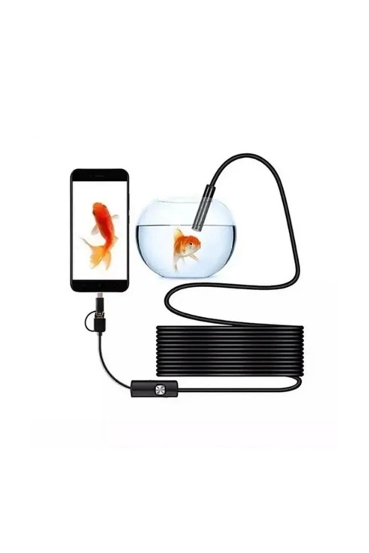 doremodam Vtn-02 Endoskop Yılan Video Kamera Led’li 2 Metre 7 Mm Sert Kablo Su Geçirmez ( Lisinya ) - Görsel 2