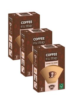 Coffee Filters Coffeo Filters NO2 80 Adet Kahve Filtre Kağıdı x 3 Adet
