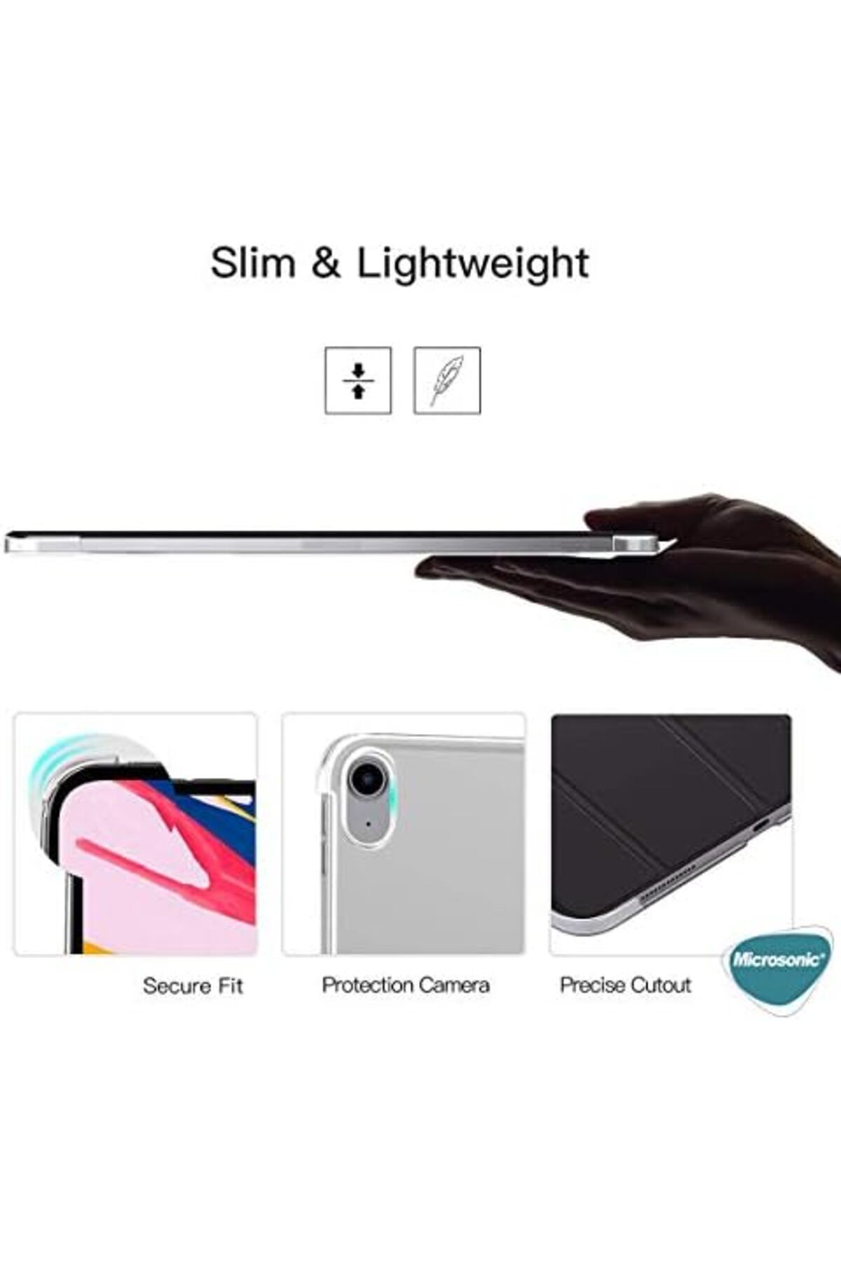 STOREMAX iPad Pro 11 2024 Kılıf (A2836-A2837) Slim Translucent Back Smart Cover Siyah [iPad Pro 11 2024 ile U - Görsel 2