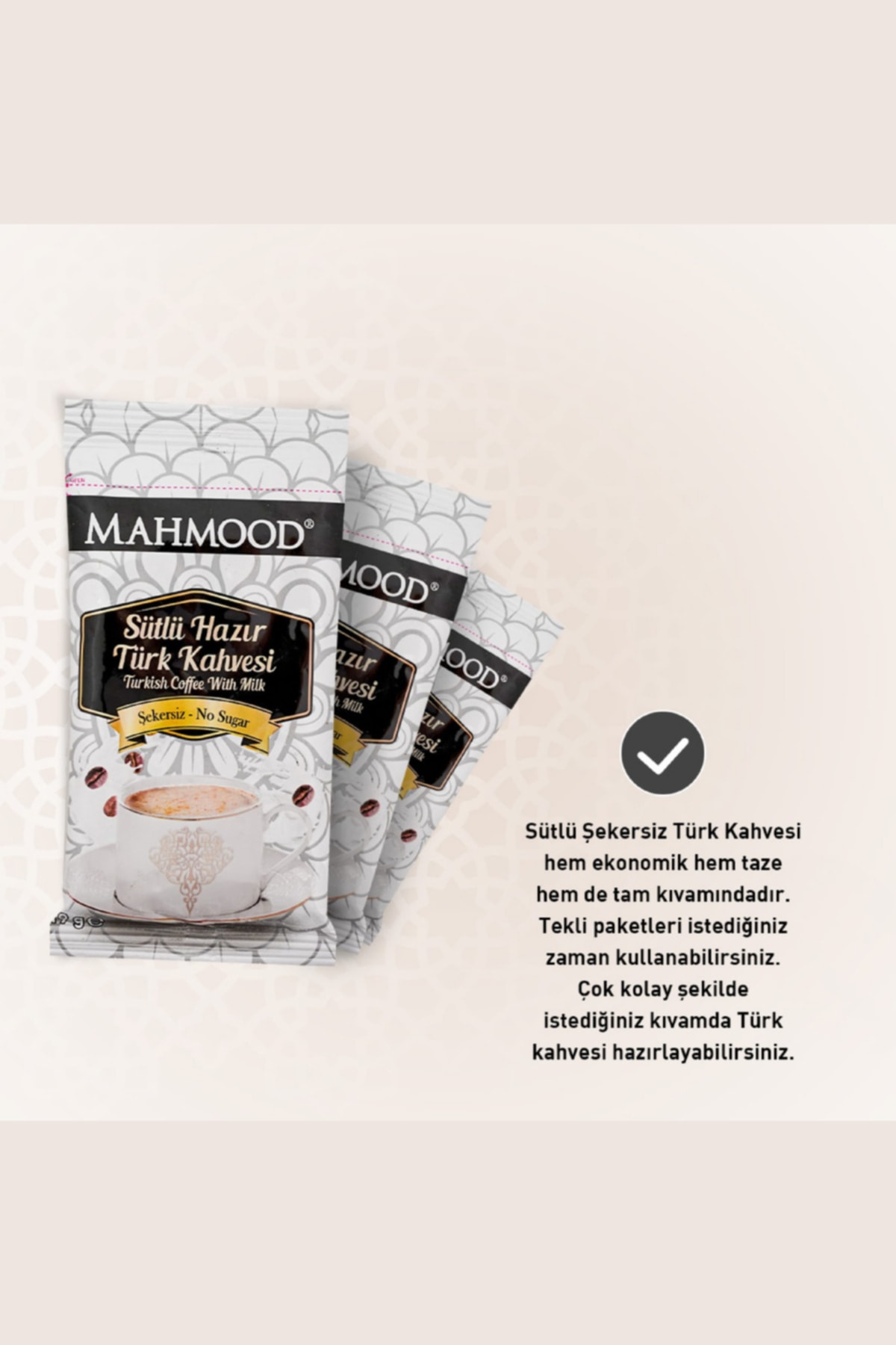 Mahmood Sütlü Şekersiz Hazır Türk Kahvesi 12 Adet X 19 gram - Görsel 2