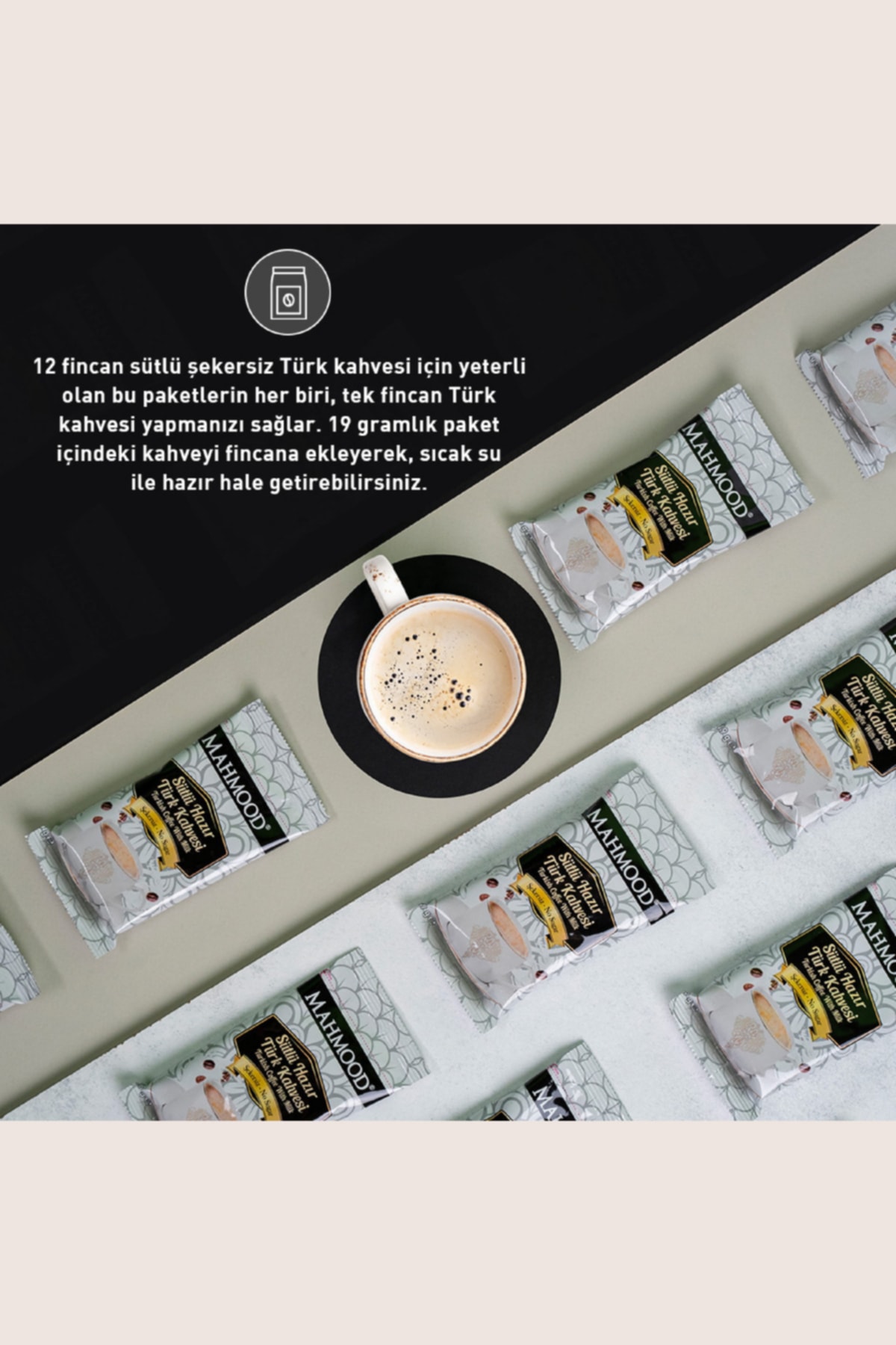 Mahmood Sütlü Şekersiz Hazır Türk Kahvesi 12 Adet X 19 gram - Görsel 3