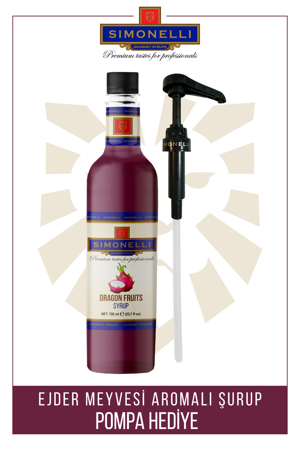 Simonelli Kahve Ve Kokteyl Şurubu Ejder Meyvesi Aromalı 700 ml Pompa