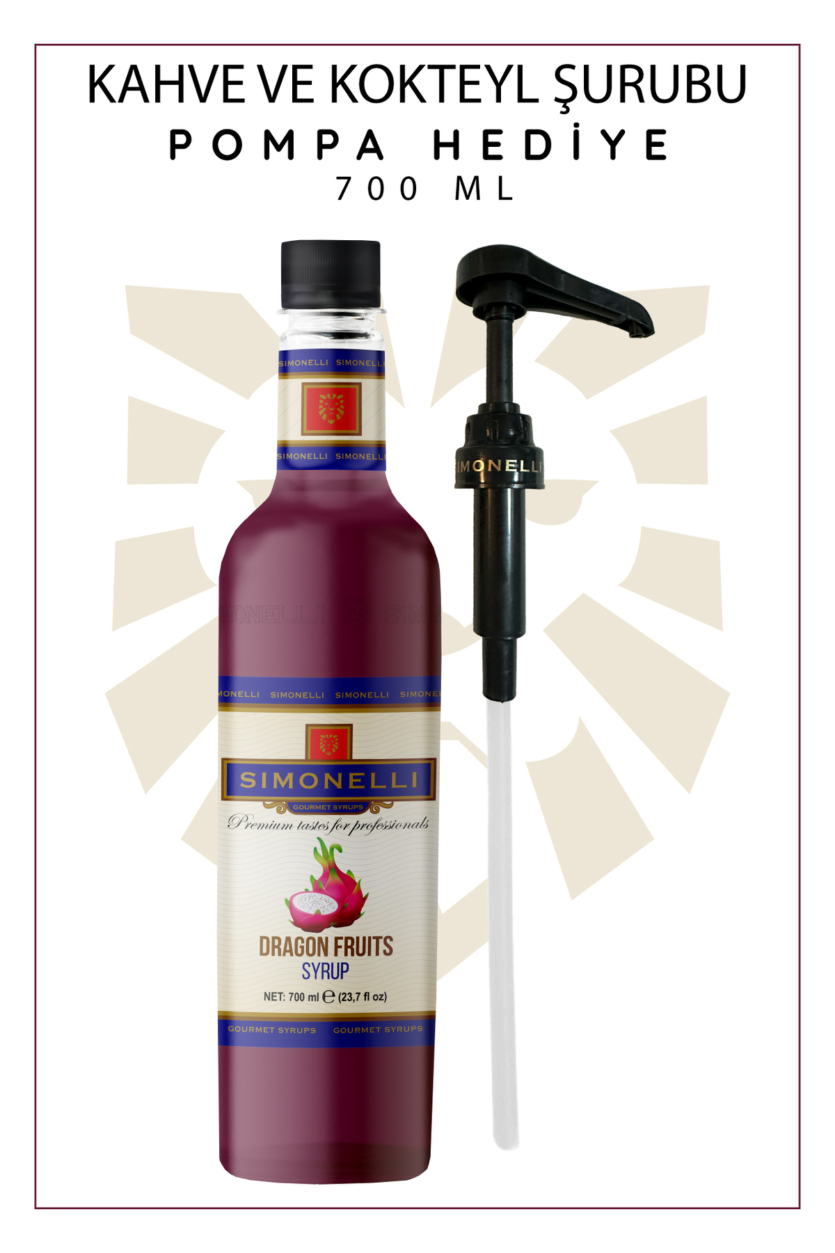 Simonelli Kahve Ve Kokteyl Şurubu Ejder Meyvesi Aromalı 700 ml Pompa - Görsel 2