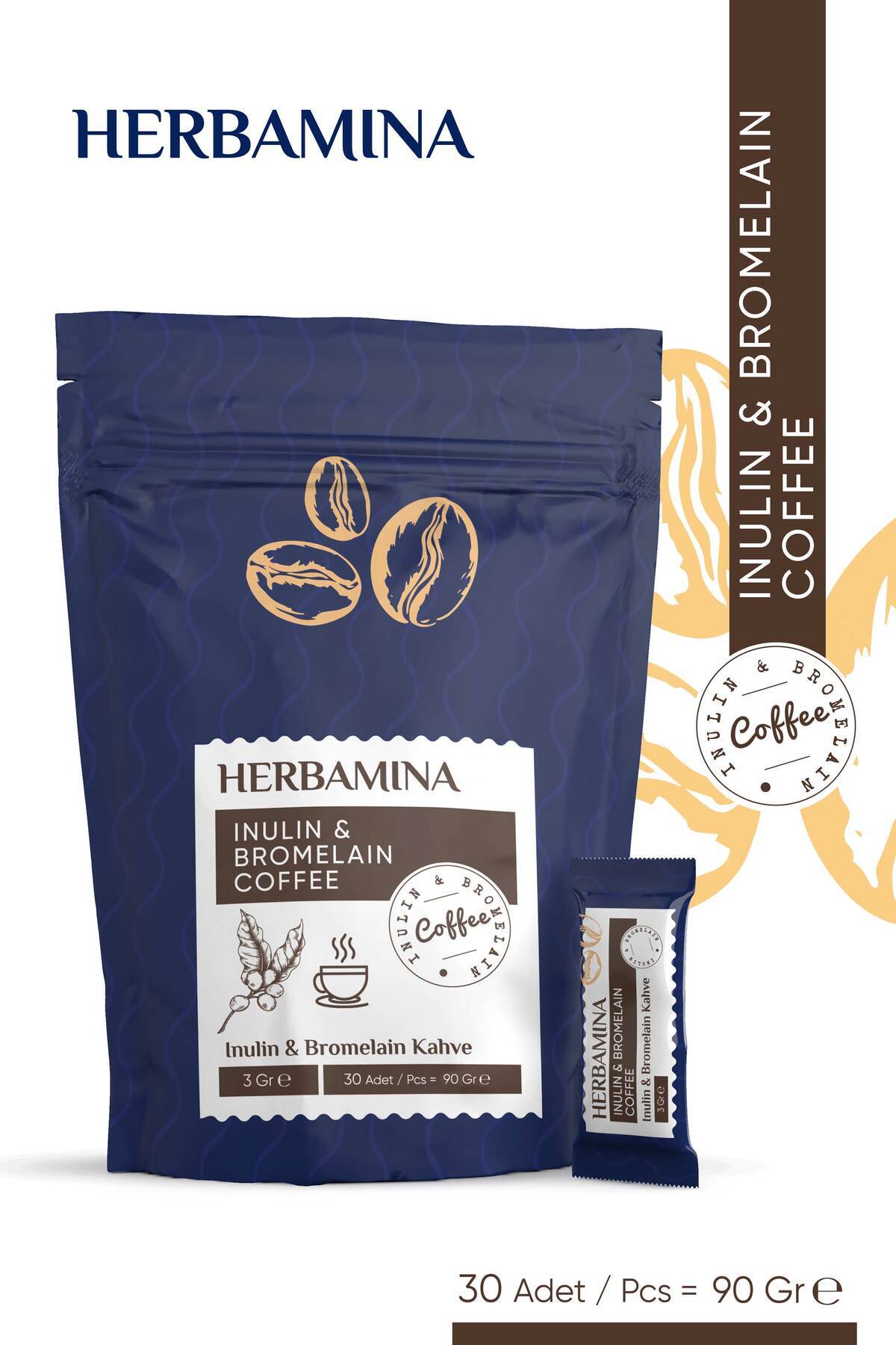 Herbamina 2 Adet Inülin Ve Bromelain Coffee - 90gr - Görsel 2
