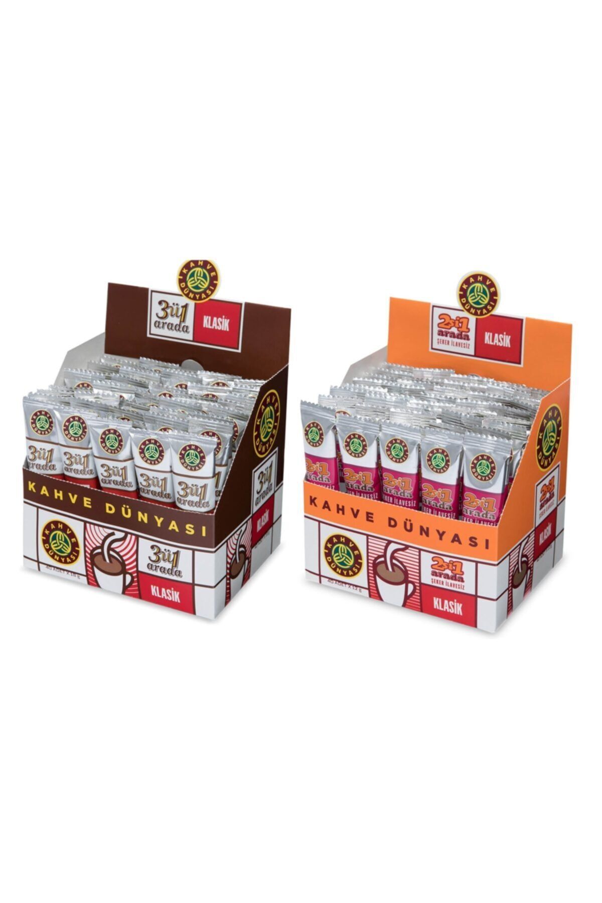 Kahve Dünyası Kahve Dünyası 2 Li Fırsat Paketi 40 Adet 12 gr. 2 Si 1 Arada Şekersiz + 40 Adet 18 Gram 3’ü 1 Arada