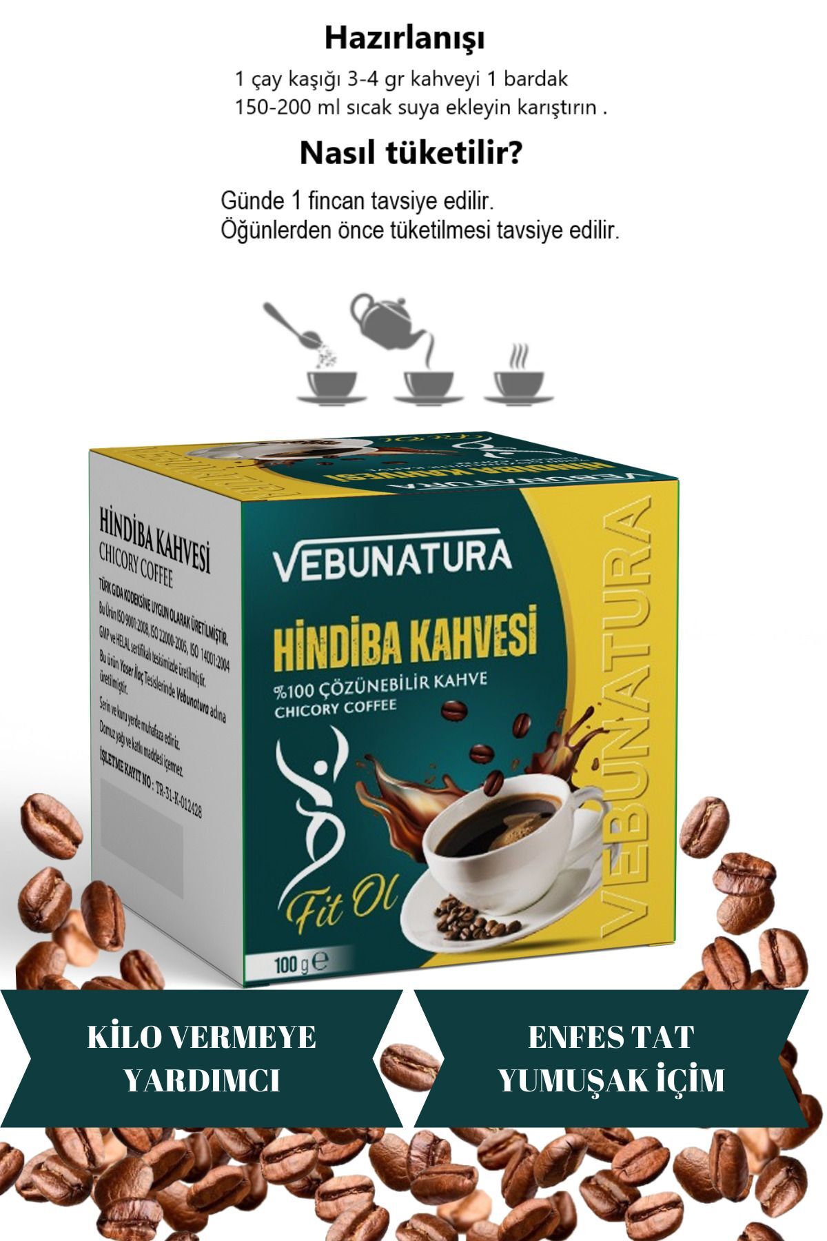 VEBUNATURA Hindiba Kahvesi, Guarana,ginseng Detox Kahve 2 Adet X 100gr Fırsat Paketi - Görsel 2