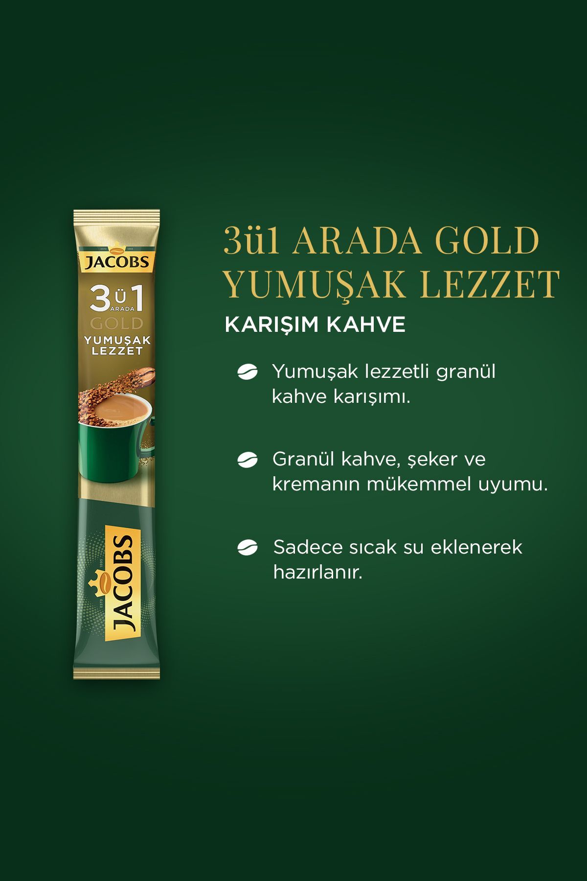 Jacobs Gold 3ü1 Arada Yumuşak Lezzet 18 gr 10 Adet X 4 - Görsel 2