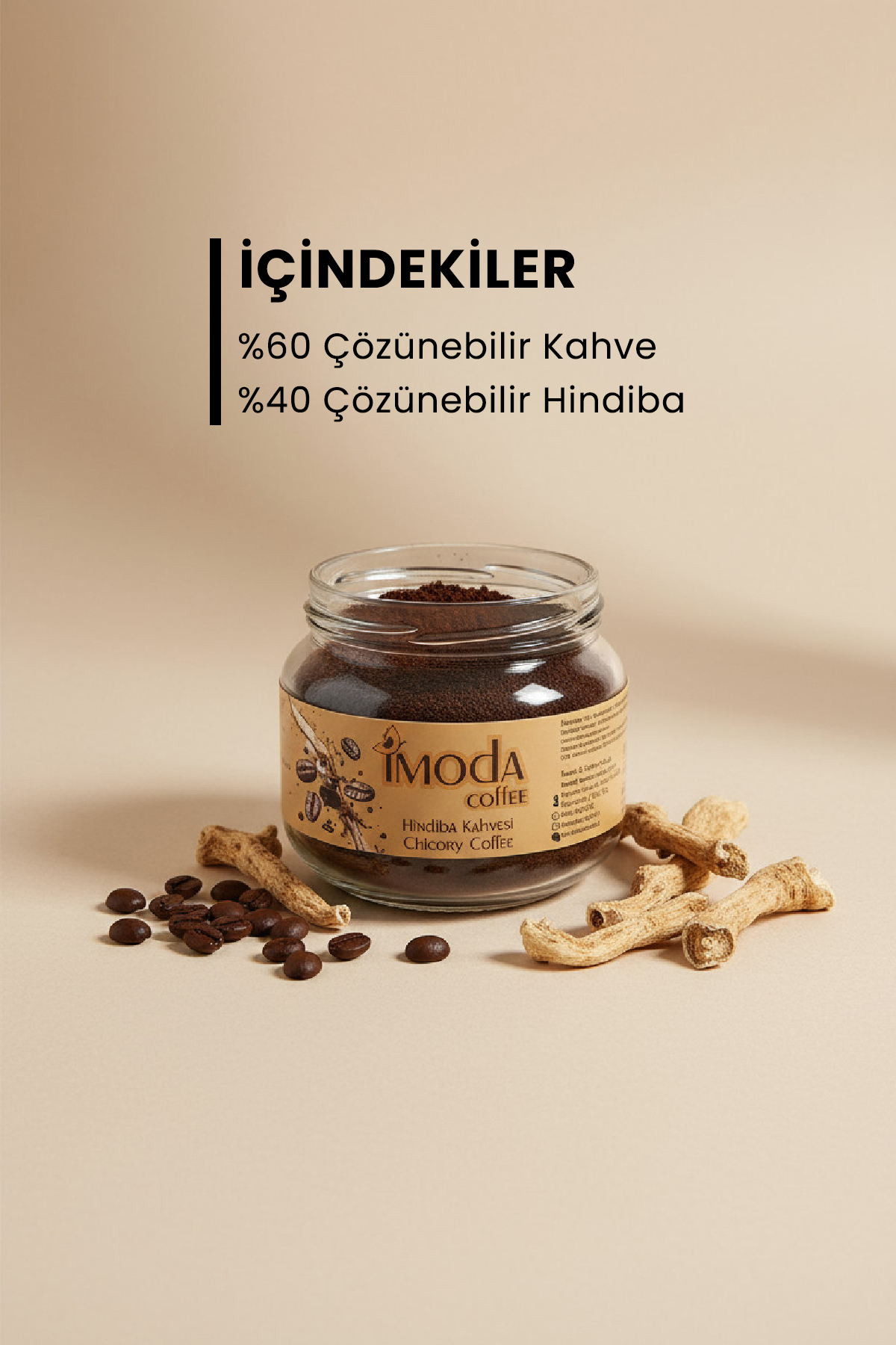 Imoda Hindiba Kahvesi 150 gr Cam Kavanoz – 60 Kullanımlık Granül Kahve, Yumuşak İçim - Görsel 2