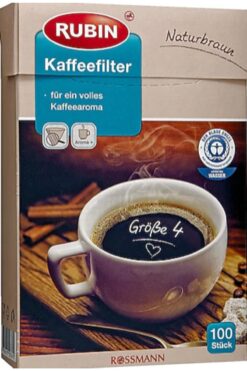 Rubin Büyük Boy Kahve Filtresi No 4 Doğal Kahverengi Renkli 100 Adet Filtre