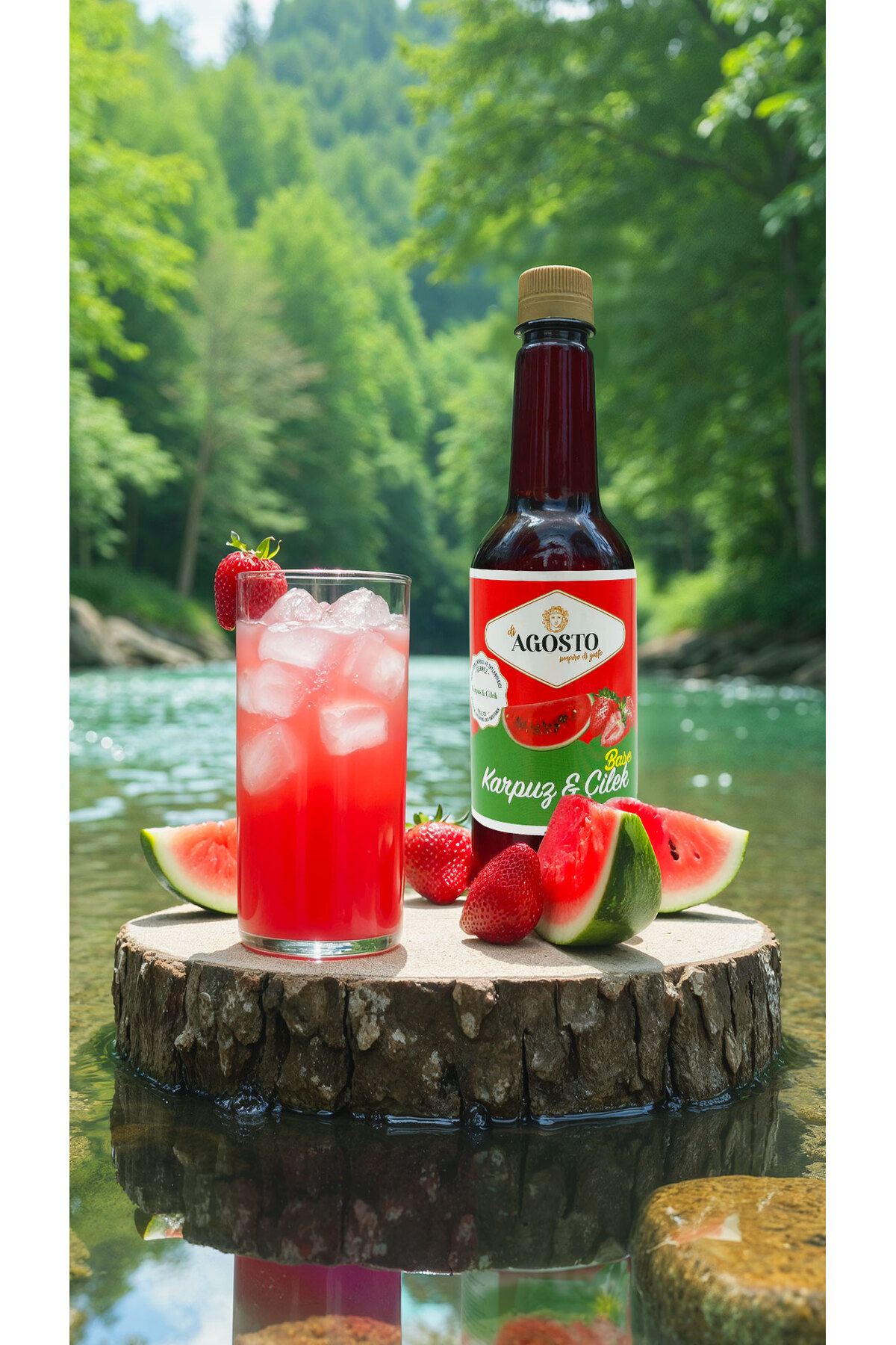 AGOSTO Karpuz & Çilek Baz 750 ml