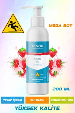 Zevoq Çilekli Kayganlaştırıcı Jel 200ml Su Bazlı Yenilebilir Mega Boy