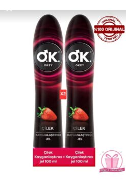 Okey Çilek Kayganlaştırıcı Jel 2'li Set OK Kayganlaştırıcı Jel Çilek Strawberry Premium Quality 100 ml