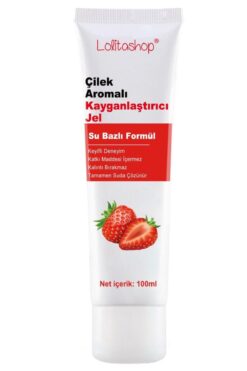 Lolita Shop Çilekli Su Bazlı Ekstra Kayganlaştırıcı Jel 100 ML Yenilebilir Çilek Hazzı Aromalı Jel