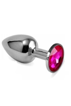 Lolita Shop Paslanmaz Çelik Gümüş Metal Kırmızı Mücevher Taşlı 7 Cm Lüks Anal Plug Ve Tıkaç