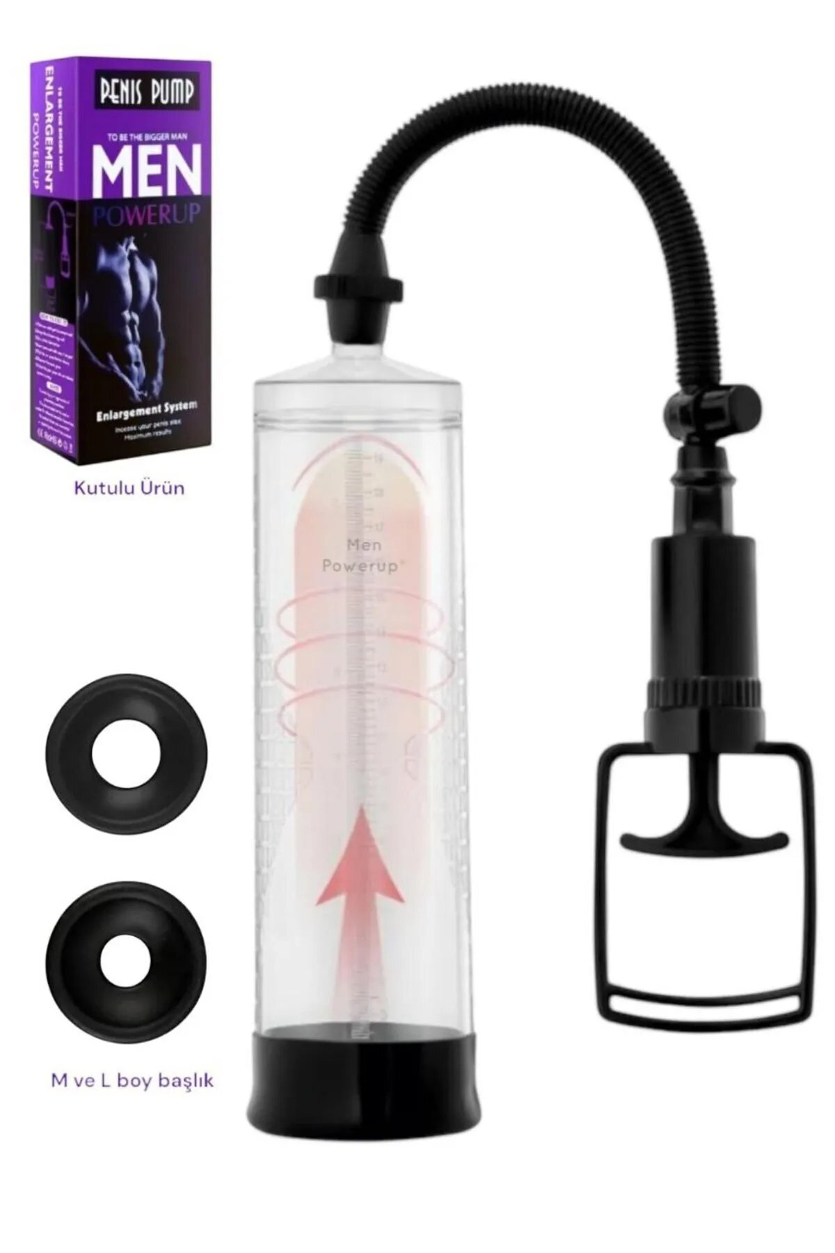 Men Powerup Büyük Boy Tetikli Vakumlu Penis Pompası - Ölçekli Pompa & Iki Ebatlı Başlık 22 Cm