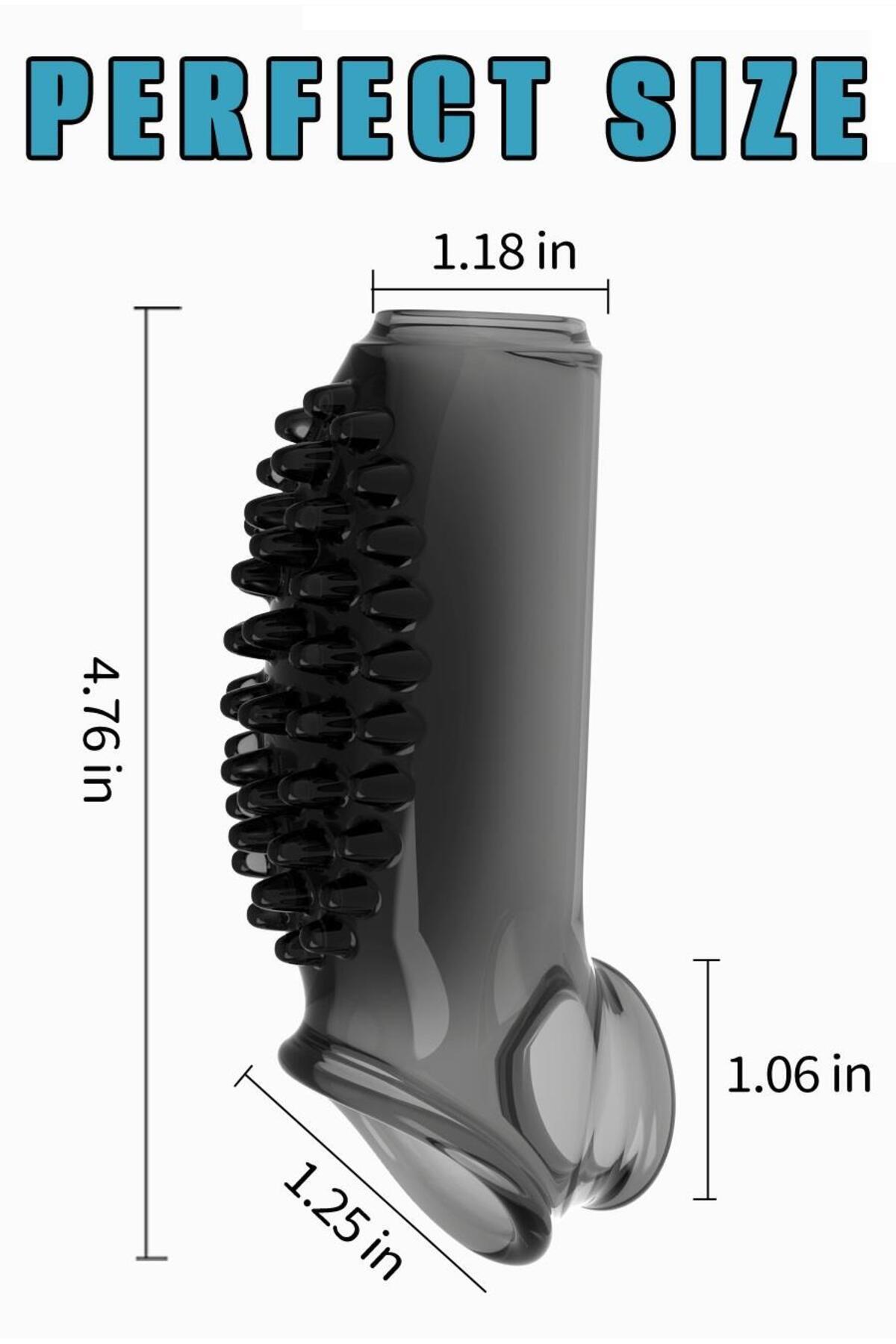 Lolita Shop Klitoris Uyarıcılı Tırtıklı Esnek Yumuşak Silikon Dokuda Testis Tutacaklı Gövde Yarım Penis Kılıfı - Görsel 3