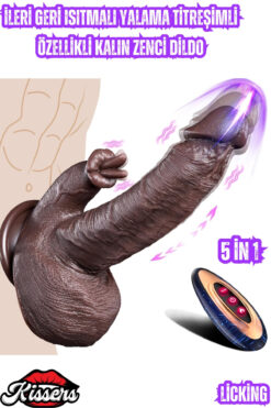 Kissers Uzaktan Kumandalı İleri Geri Hareketli Dil Yalama Modlu Isıtmalı Dildo Penis 23 Cm