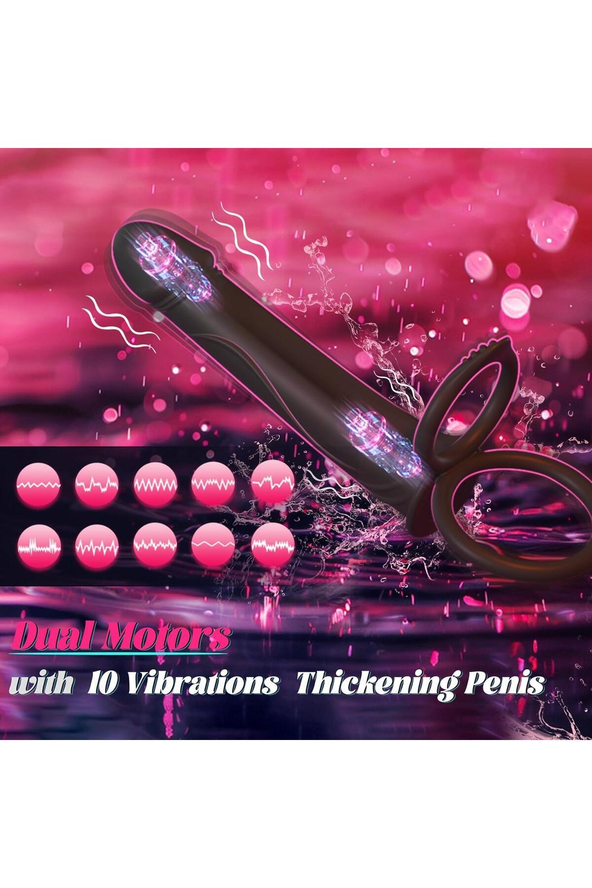 Lolita Shop Anal Penetratör 10 Mod Titreşim Soft Silikon 14.5 Cm Testis Tutacaklı Ilave Ek Penis Halkası Kılıfı - Görsel 2