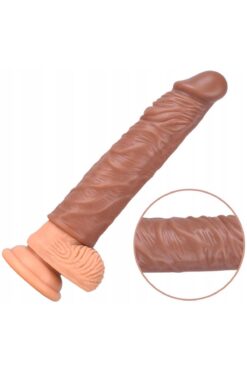Lolita Shop Uzatmalı Gerçekçi Et Dokusu 19.5 Cm Uzunluğunda 4 Cm Dolgulu Büyük Boy Melez Realistik Penis Kılıfı