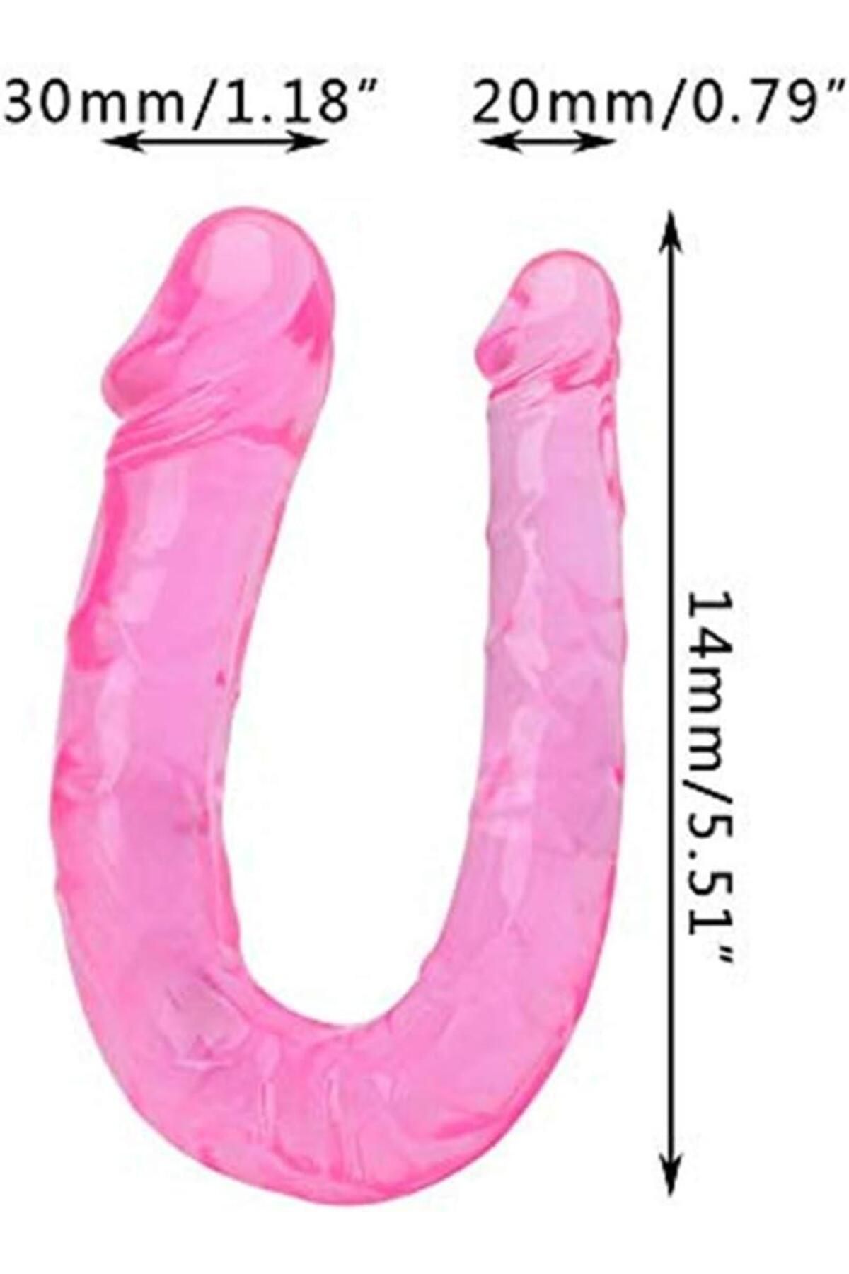 Lolita Shop Çift Taraflı Anal Ve Vajina Kullanılabilen 28 Cm Çift Başlı Esnek Yumuşak Jel Dokuda Dildo Penis - Görsel 3