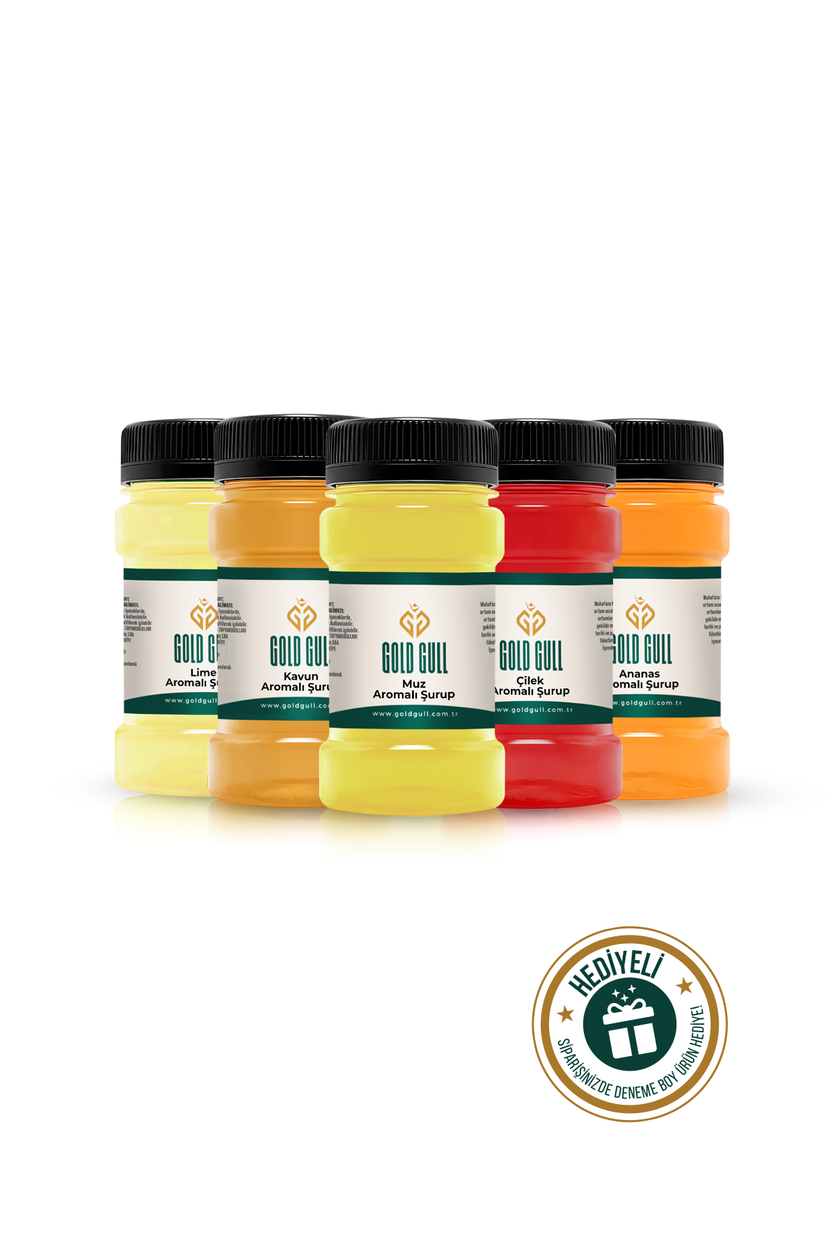 gold gull Lime, Kavun, Muz, Çilek & Ananas Aromalı Kahve & Meyve Şurupları 5 X 80 Ml.