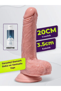Censan 20CM Ultra Gerçekçi Damarlı Vantuzlu Dildo Yapay Penis