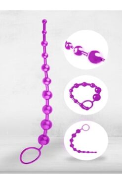 coolove Anal Ve Vajinal 25 Cm Sıralı Jel Mor Zevk Topları Anal Plug