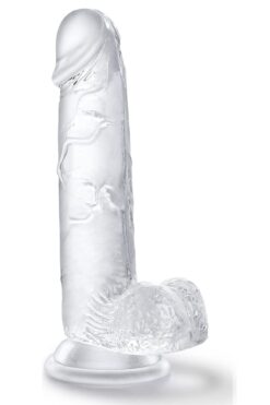 Lolita Shop Gerçekçi Yumuşak Şeffaf Jel Dokuda 18 Cm Güçlü Vantuzlu Vajina Anal Kullanılabilen Penis Dildo