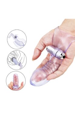 Lolita Shop Esnek Yumuşak Silikon Doku Güçlü Titreşim G-noktası Klitoris Uyarıcılı Orgazm Parmak Vibratör Kılıfı