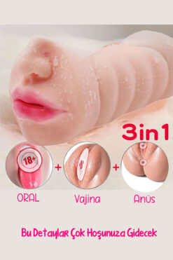 Do it Love - 3 Boyutlu Yüz Mastürbatör - 3 Fonksiyon - Realistik - Gerçek Haz - Ten