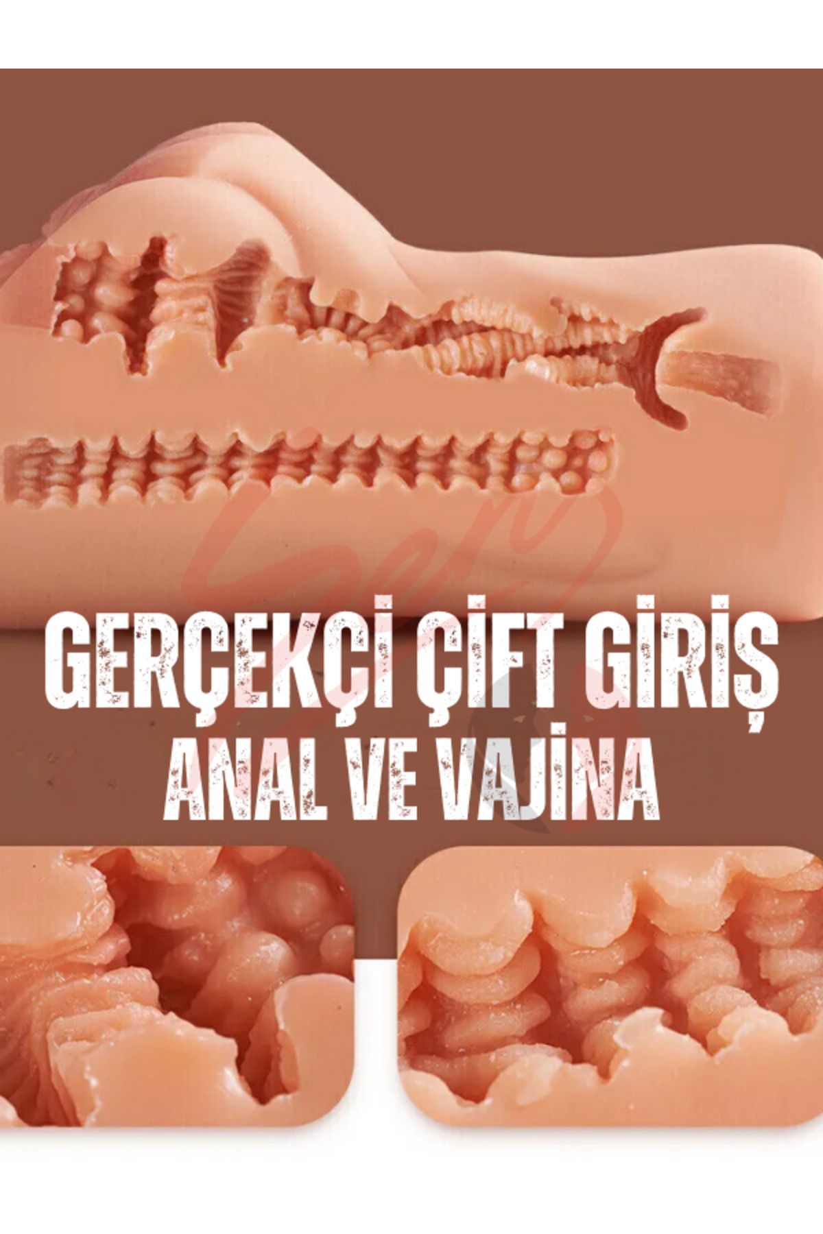 Erotica Gerçekçi Çift Girişli Titreşimli Anal ve Suni Vajina Saklanabilir Boyut Realistik Vajina Mastürbatör - Görsel 2