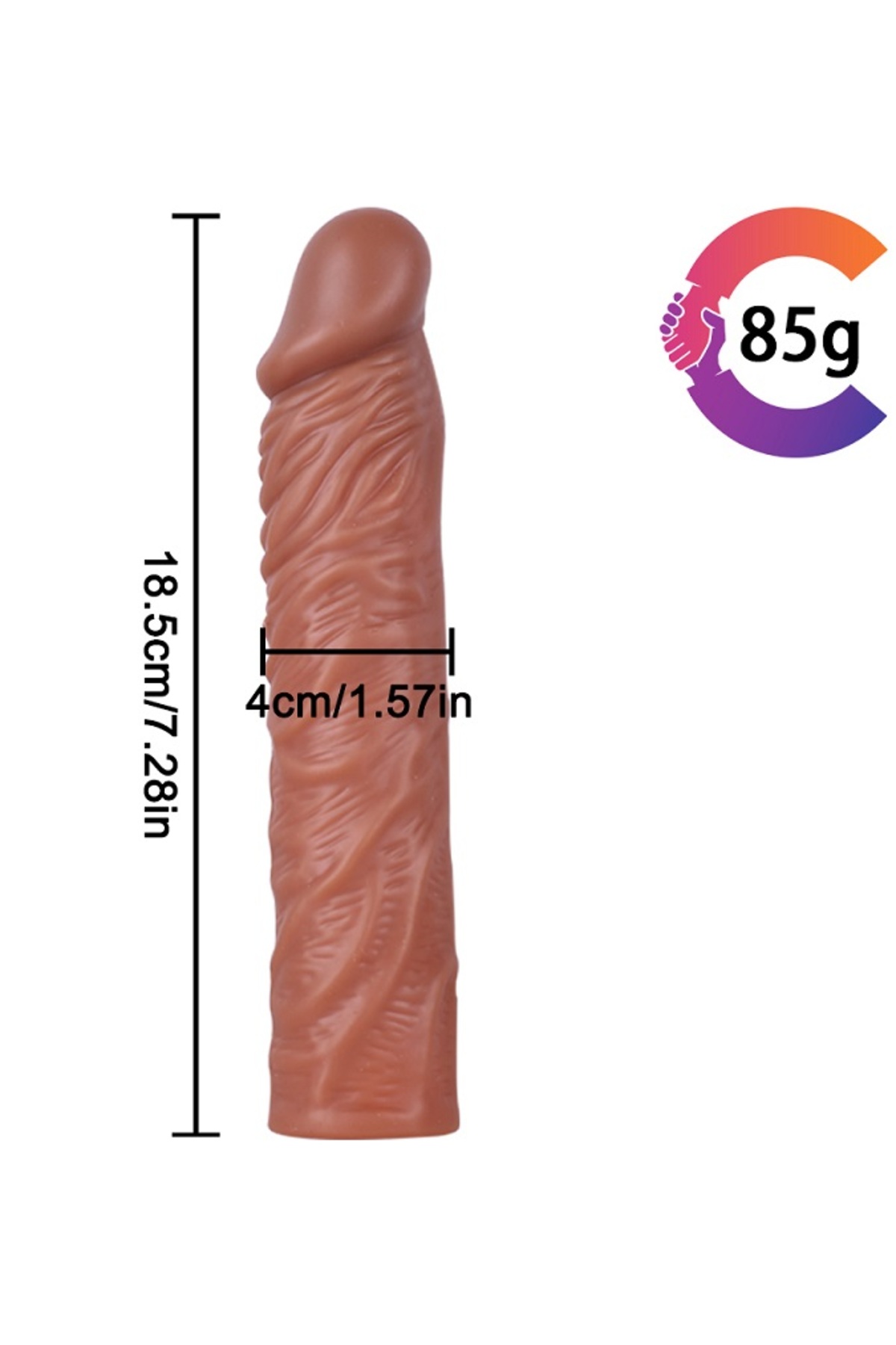 Genel Markalar 19 cm uzunlukta damarlı Kaliteli silikon penis kılıfı Kayganlaştırıcı Hediyeli - Görsel 3