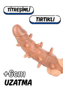 Elisium 6cm Uzatmalı Penis Kılıfı Ekstra Tırtıklı Uyarıcılı Güçlü Titreşimli Testis Geçmeli Gerçekçi