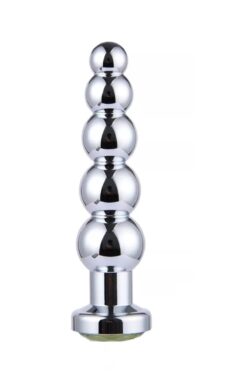 Lolita Shop Gümüş Metal Taşlı 5 Kademe Boğumlu Anal Açıcı Genişletici Alıştırıcı Lüks Anal Plug Ve Tıkaç