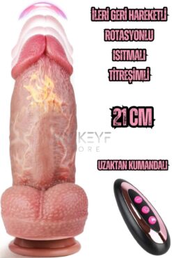 My Keyf Gerçekçi Kalın Damarlı İleri Geri Hareketli Isıtmalı G Nokta ve Klitoris Uyarıcı Dildo Penis 21 Cm