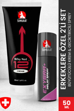 SAMURAY Avrupa'dan İthal Penis Büyütücülü Geciktiricili Krem ve 30ml Sprey