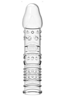 Lolita Shop Esnek Silikon Dokuda Klitoris Uyarıcılı Tırtıklı Yumuşak Tekrar Kulllanılabilen Şeffaf Penis Kılıfı