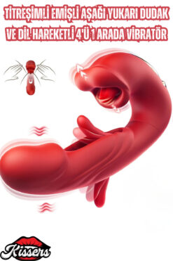 Kissers Titreşimli Emişli Aşağı Yukarı Dudak Ve Dil Hareketli 4'ü 1 Arada Vibratör