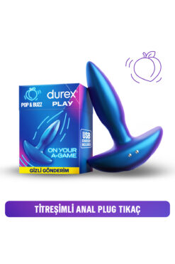 Durex Titreşimli Anal Plug Tıkaç, Silikon, 7 Farklı Titreşim Mod, USB Şarj Edilebilir, Suya Dayanıklı, 8cm