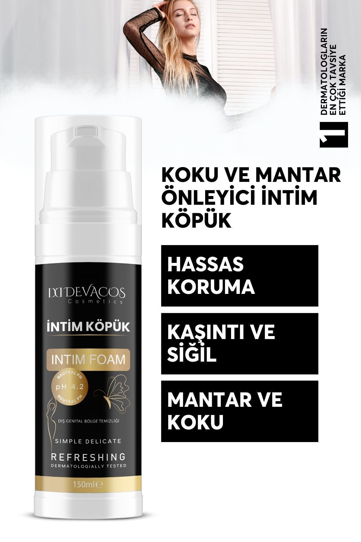 DEVACOS Genital Bölge Beyazlatıcı Ve Koltuk Altı Koku Mantar Akıntı Siğil Isilik Giderici Köpük 150ml1 - Görsel 2